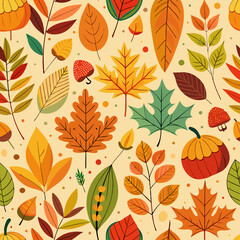 seamless pattern with autumn leaves