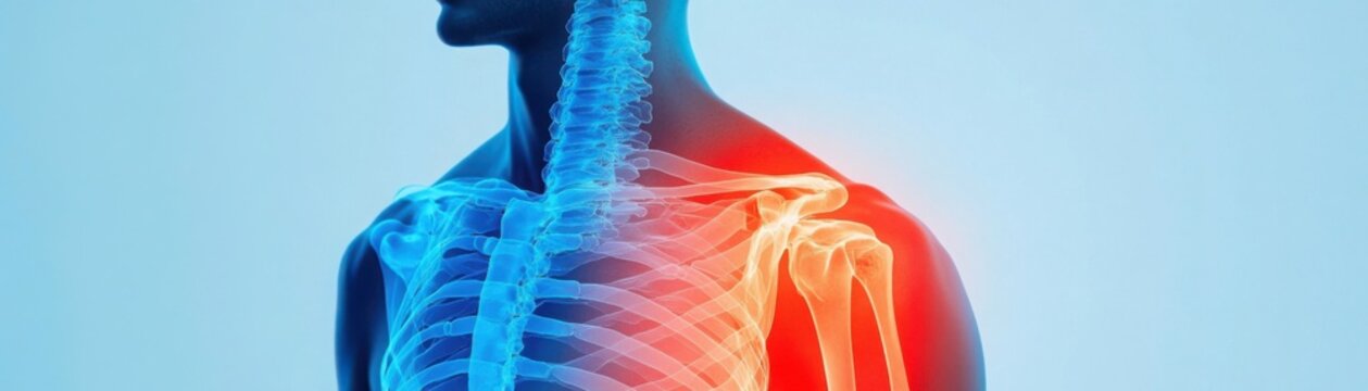 Cross-sectional view of a shoulder impingement syndrome in a baseball player, focusing on injury recovery, [shoulder impingement], [rehabilitation process]