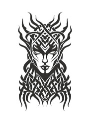 Fototapeta premium Banshee head very simple traditional tattoo flash styles illustration
