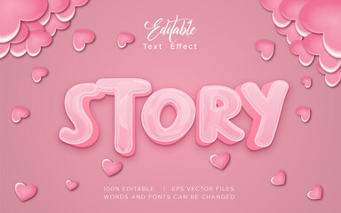 love story editable text effect, happy valentines day template design