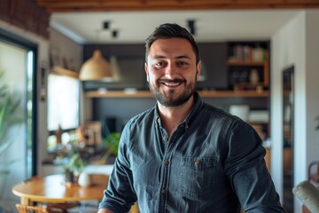 Fototapeta premium Portrait of young businessman in home office