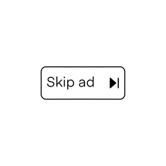 Skip ads button icon vector in clipart style. Advertising elements