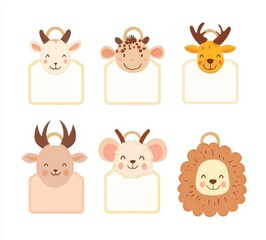 The cute animals note set is a modern illustration set for scrapbooking.