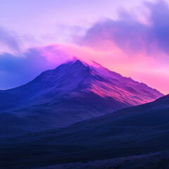 Fototapeta premium Serene Mountain Landscape at Sunset with Layers of Blue and Orange Hues