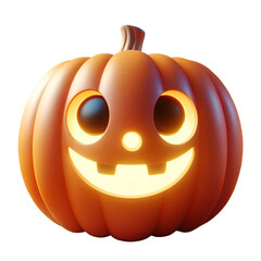 3D Cute Cartoon Halloween Jack-o'-Lantern with a Big Smile