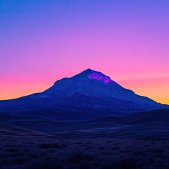 Fototapeta premium Serene Mountain Landscape at Sunset with Layers of Blue and Orange Hues