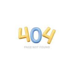 3d 404 error page not found simple text clipart 