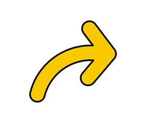 Arrow icon. Vector yellow right arrow icon.