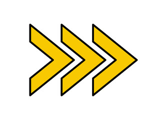 Arrow icon. Vector yellow right arrow icon.