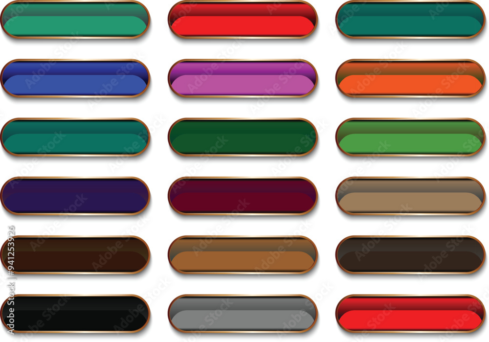 Aufkleber set of different gradient glossy button. web blank button vector illustration.