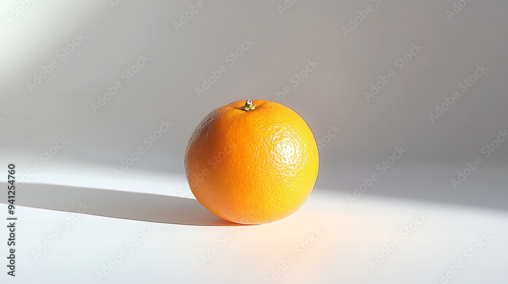 Wall mural a single orange on a white background.