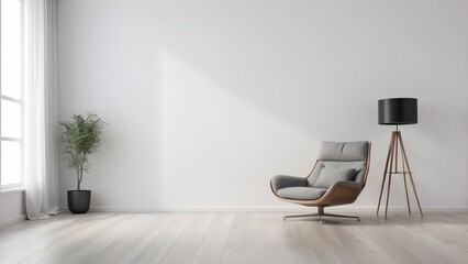 Modern Living Room with Grey Armchair and Floor Lamp