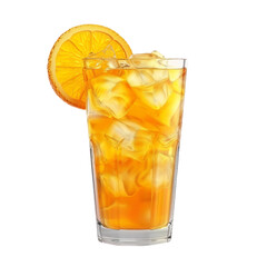 glass of orange soda on isolated on white