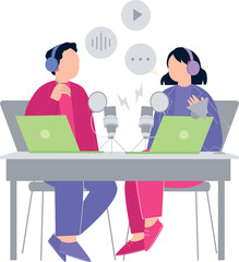 A boy and a girl are hosting a show.