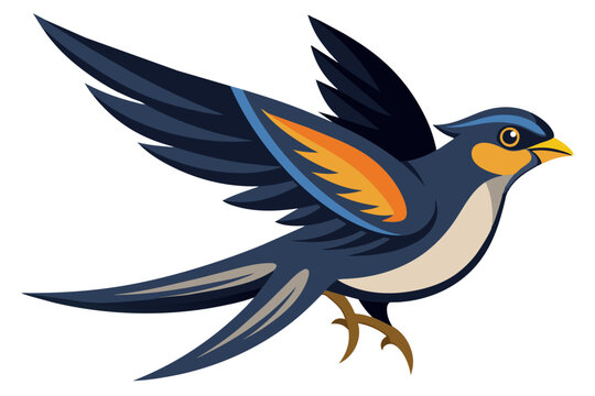 recommend clip art: Beautiful swift bird different posture vector art illustration 