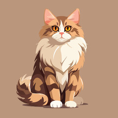 illustration of a cat animal pet kitten portrait kitty eyes sitting fluffy cat adorable face