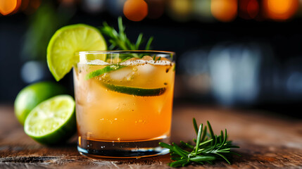 Fototapeta premium Artisanal Margarita Cocktail Lush Garden Street