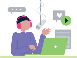 The guy is doing a podcast show.