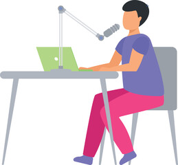 Fototapeta premium The guy is broadcasting a podcast.