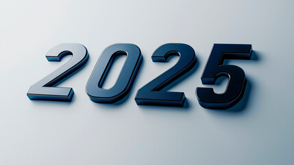 3D metallic numbers displaying "2025" on a smooth gradient background, symbolizing the future and upcoming New Year.