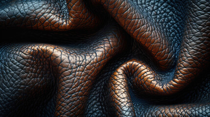 Fototapeta premium A close-up view of rich textured leather showcasing vivid colors and intricate patterns in natural light. Generative AI