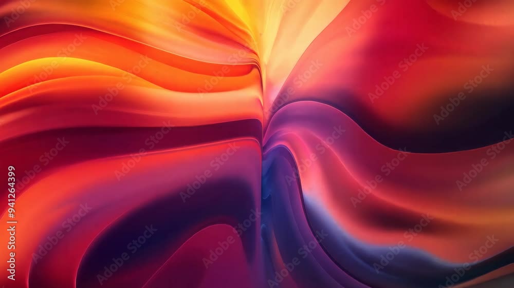 Wall mural symmetrical abstract 3d pattern with warm and cool gradient colors merging in the center