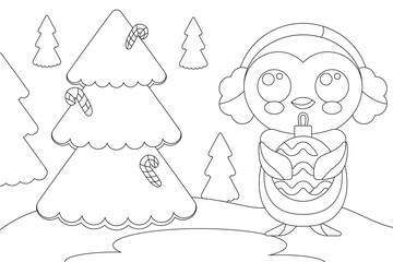 Cute Animal Celebrate Christmas Coloring page for kid kdp interior