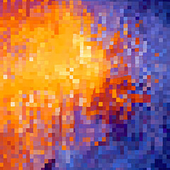 Fototapeta premium Abstract orange and blue mosaic pixel pattern