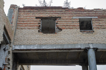 Destroyed brick building