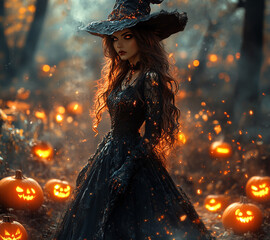 beautiful witch on Halloween