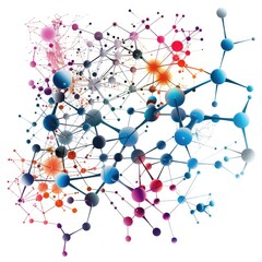 A collection of vibrant balls and geometric lines on a clean white surface