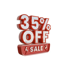 35% Off Sale Discount 3d Illustration, Thirty Five Percent Off Sale with Red and White Color