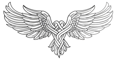 Fototapeta premium Bird Wings very simple traditional tattoo flash styles illustration