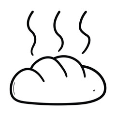 Hand drawn doodle fresh bread on white background.