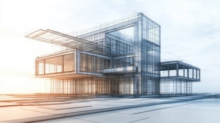 Obraz premium 3D illustration of architectural building construction