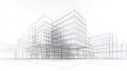 3D illustration of architectural building sketches