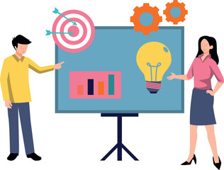 Boy and girl working on graph target.