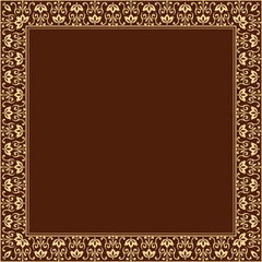 Decorative frame Elegant vector element for design in Eastern style, place for text. Floral golden and brown border. Lace illustration for invitations and greeting cards