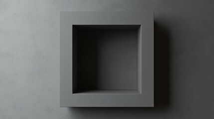 3D render illustration of a gray square opening set in a gray wall