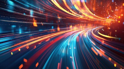 Abstract Digital Highway of Light and Data