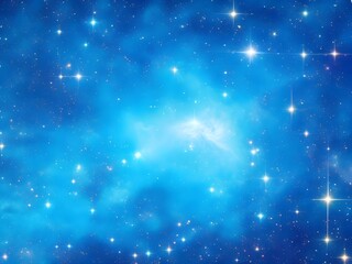 Blue Nebula and Bright Starry Sky Background with Cosmic Glow and Celestial Design Elements
