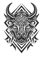Obraz premium Boar head very simple traditional tattoo flash styles illustration