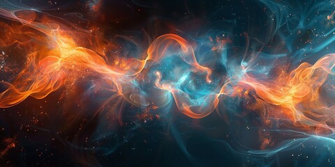 Obraz premium A&nbsp;dark background and vibrant waves that provide as an example of space for background use, Generative AI.