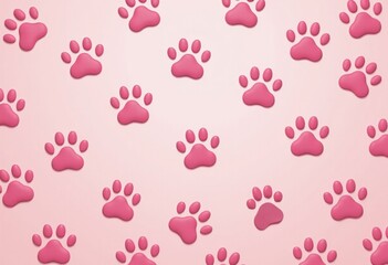 Pink Puppy Paw Prints Seamless Pattern: Vector Graphic for Digital and Print Designs