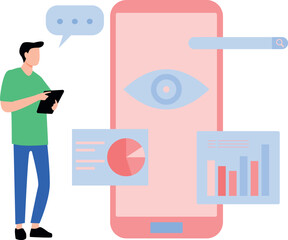 Boy is using mobile.