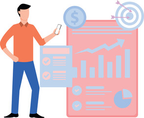 Boy looking at business goal.