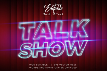 talk show neon editable text effect