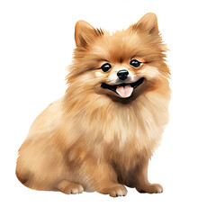 Obraz premium Cute Pomeranian Dog Sitting Clipart Illustration