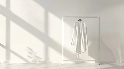 White Shirt Hanging on a Stand in a Minimalist Room