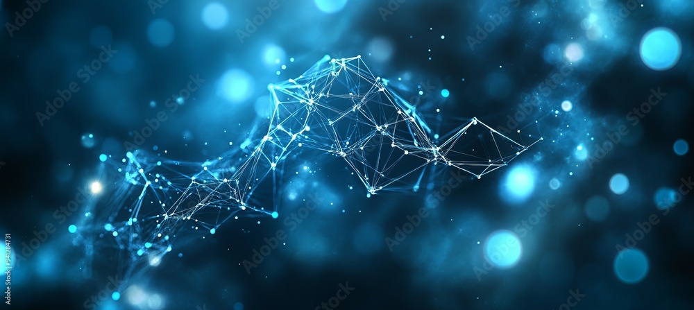 Aufkleber Abstract network polygonal plexus background. Global data cyber system. Generative AI technology.	
